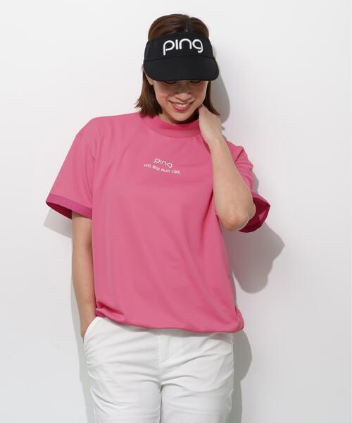 PING(ピン)の「【PING APPAREL】サンベール×クールフローカノコ半袖ハイネックシャツ <GOLD> (LADIES)(Tシャツ/カットソー・レディース・ブラック/ピンク/ホワイト・S/M/L/LL)」の3枚目の写真