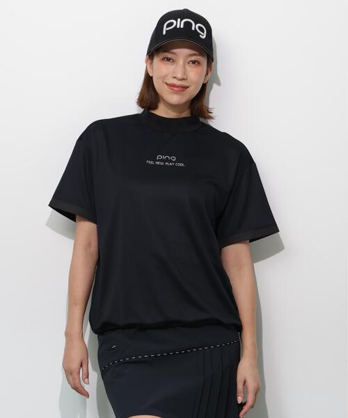 PING(ピン)の「【PING APPAREL】サンベール×クールフローカノコ半袖ハイネックシャツ <GOLD> (LADIES)(Tシャツ/カットソー・レディース・ブラック/ピンク/ホワイト・S/M/L/LL)」の1枚目の写真