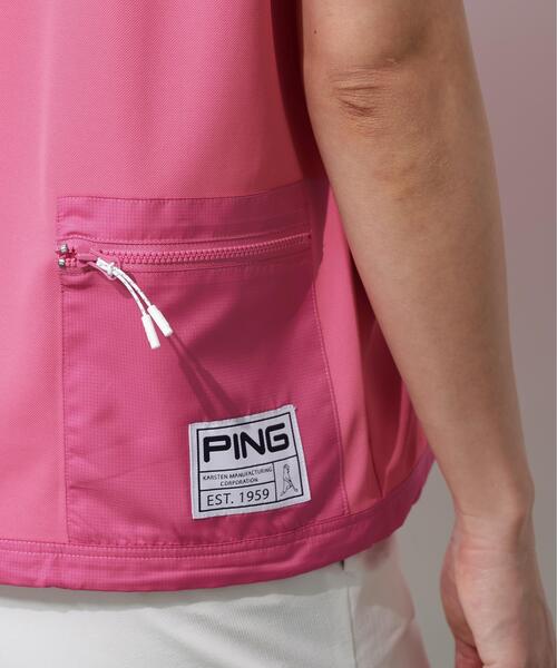 PING(ピン)の「【PING APPAREL】サンベール×クールフローカノコ半袖ハイネックシャツ <GOLD> (LADIES)(Tシャツ/カットソー・レディース・ブラック/ピンク/ホワイト・S/M/L/LL)」の4枚目の写真