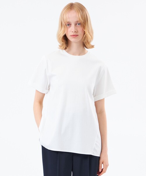 MACKINTOSH PHILOSOPHY(マッキントッシュ フィロソフィー)の「【WEB&一部店舗限定】タフタコンビカットソー(Tシャツ/カットソー・レディース・チャコールグレー/オフホワイト/ブラック・38)」の1枚目の写真