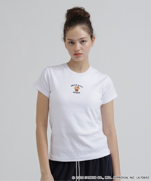 AVIREX(アヴィレックス)の「《AVIREX×HELLO KITTY》SHORT SLEEVE T-SHIRT(Tシャツ/カットソー・レディース・オフホワイト/ブラック・S/M)」の1枚目の写真