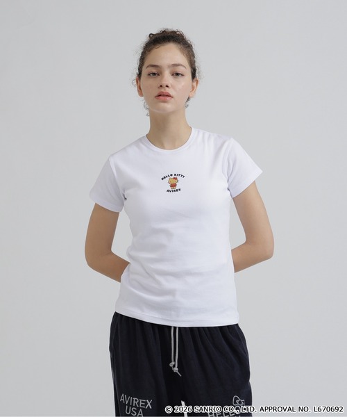 AVIREX(アヴィレックス)の「《AVIREX×HELLO KITTY》SHORT SLEEVE T-SHIRT(Tシャツ/カットソー・レディース・オフホワイト/ブラック・S/M)」の4枚目の写真