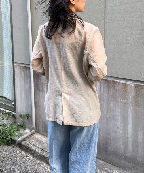 EMMA ROUGE VIF(エマルージュヴィフ)の「【一部店舗限定】シアーシングルジャケット/夏服/通勤/オフィスカジュアル/羽織/冷房対策(テーラードジャケット・レディース・ベージュ/ブラック・フリー)」の8枚目の写真