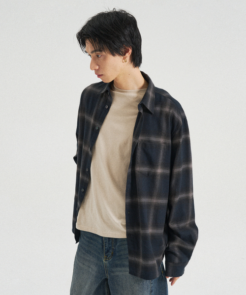 SLOWACID（スローアシッド）の「フランネルカフチェックシャツ[ダークネイビー]（シャツ/ブラウス・レディース・その他・SMALL/MEDIUM/LARGE）」の5枚目の写真