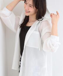 SHOO・LA・RUE | 【さらり快適/洗濯機可/S-LL】UVカット機能付き ライトな着心地 ひんやりシャツパーカ(シャツ/ブラウス)