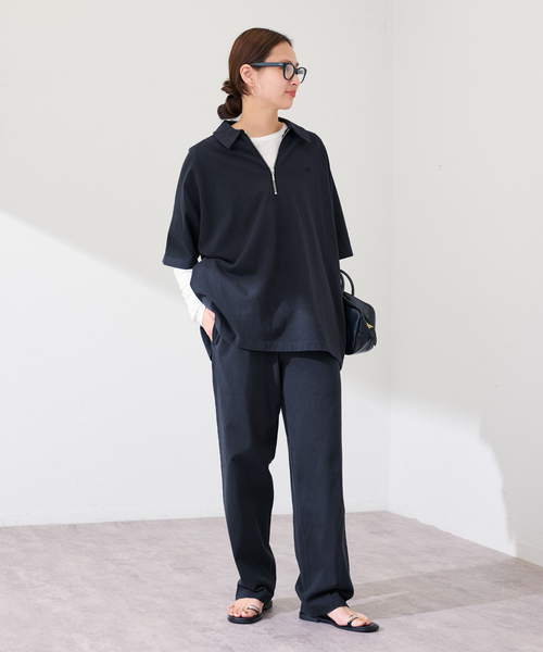 FRAMeWORK(フレームワーク)の「≪追加≫CHAMPION/チャンピオン 別注JERSEY HALF ZIP TEE 2(Tシャツ/カットソー・レディース・ブラック/キャメル・FREE)」の8枚目の写真
