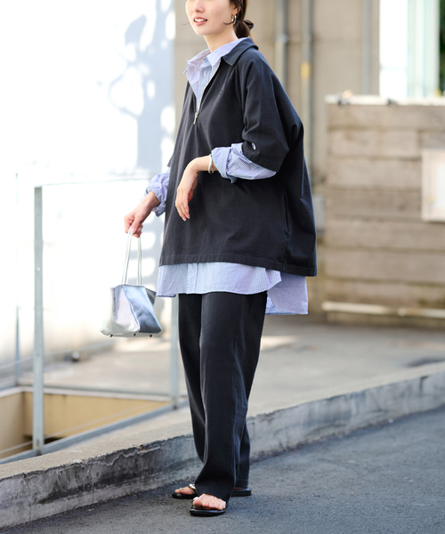 FRAMeWORK(フレームワーク)の「≪追加≫CHAMPION/チャンピオン 別注JERSEY HALF ZIP TEE 2(Tシャツ/カットソー・レディース・ブラック/キャメル・FREE)」の13枚目の写真