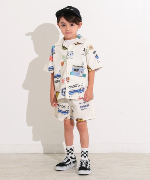 Ocean&Ground(オーシャン&グラウンド)の「Jr.ペイントアート開襟シャツ(シャツ/ブラウス・キッズ・アイボリー/チャコール・160/150)」の7枚目の写真