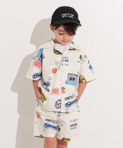Ocean&Ground(オーシャン&グラウンド)の「Jr.ペイントアート開襟シャツ(シャツ/ブラウス・キッズ・アイボリー/チャコール・160/150)」の4枚目の写真