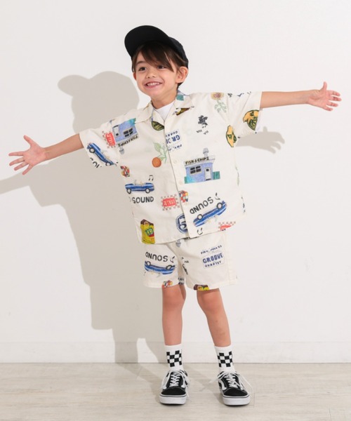Ocean&Ground(オーシャン&グラウンド)の「Jr.ペイントアート開襟シャツ(シャツ/ブラウス・キッズ・アイボリー/チャコール・160/150)」の9枚目の写真