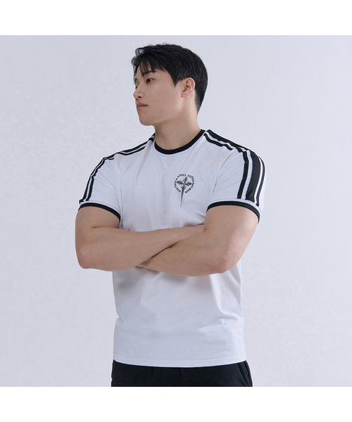 NINEZ（ナインゼット）の「ツートンリップサッカーヘビーメッシュマッスルフィットTシャツ (3color)（Tシャツ/カットソー・メンズ・ホワイト/ブラック/チャコール・MEDIUM/LARGE/X-LARGE/2XL）」の2枚目の写真