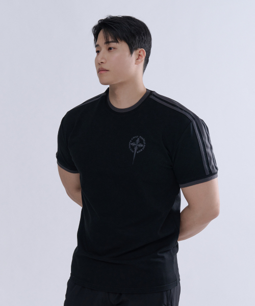 NINEZ（ナインゼット）の「ツートンリップサッカーヘビーメッシュマッスルフィットTシャツ (3color)（Tシャツ/カットソー・メンズ・ホワイト/ブラック/チャコール・MEDIUM/LARGE/X-LARGE/2XL）」の4枚目の写真