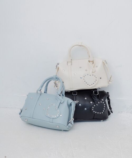 ems excite（エムズエキサイト）の「スタッズミニボストンBAG（ショルダーバッグ・レディース・ブルー/アイボリー/ブラック・ONE SIZE）」の4枚目の写真