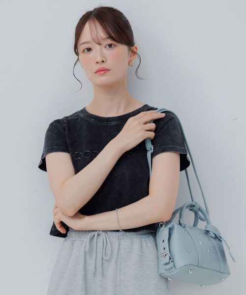 ems excite（エムズエキサイト）の「スタッズミニボストンBAG（ショルダーバッグ・レディース・ブルー/アイボリー/ブラック・ONE SIZE）」の7枚目の写真
