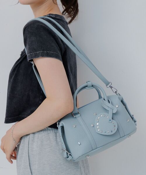 ems excite（エムズエキサイト）の「スタッズミニボストンBAG（ショルダーバッグ・レディース・ブルー/アイボリー/ブラック・ONE SIZE）」の9枚目の写真