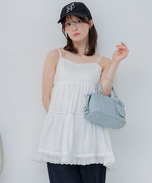 ems excite（エムズエキサイト）の「スタッズミニボストンBAG（ショルダーバッグ・レディース・ブルー/アイボリー/ブラック・ONE SIZE）」の10枚目の写真