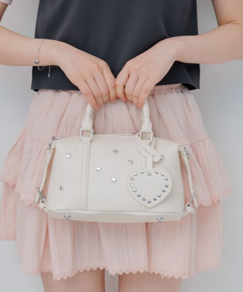 ems excite（エムズエキサイト）の「スタッズミニボストンBAG（ショルダーバッグ・レディース・ブルー/アイボリー/ブラック・ONE SIZE）」の21枚目の写真