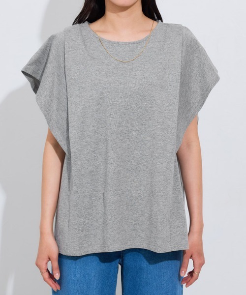 Pierrot(ピエロ)の「汗ジミ防止 二の腕すっきり 脇見えカバー フレア袖Tシャツ(Tシャツ/カットソー・レディース・ブルー系その他/ラベンダー/ネイビー/ロイヤルブルー/杢グレー/オフホワイト・M/LL/L)」の15枚目の写真
