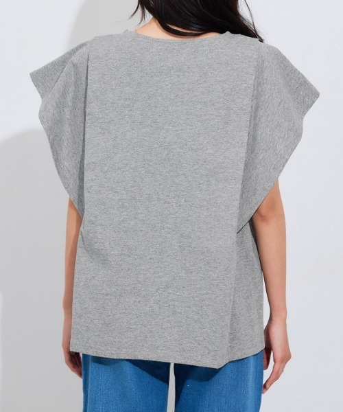 Pierrot(ピエロ)の「汗ジミ防止 二の腕すっきり 脇見えカバー フレア袖Tシャツ(Tシャツ/カットソー・レディース・ブルー系その他/ラベンダー/ネイビー/ロイヤルブルー/杢グレー/オフホワイト・M/LL/L)」の7枚目の写真