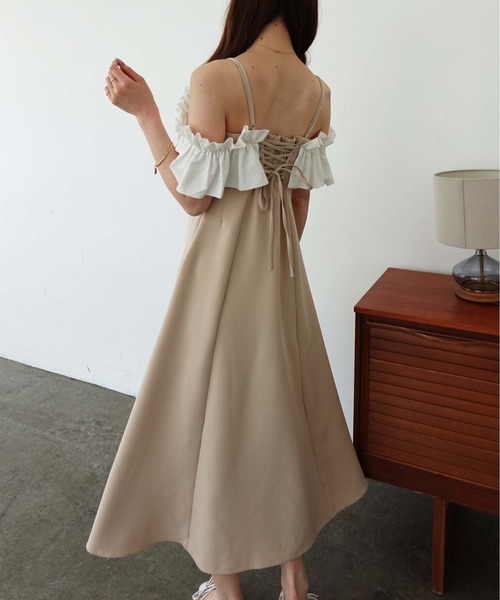 SOELA(ソエラ)の「【INGNI SOELA】フリルバックレースアップワンピース/WEB限定(ワンピース・レディース・ベージュ/ブラック・M)」の16枚目の写真