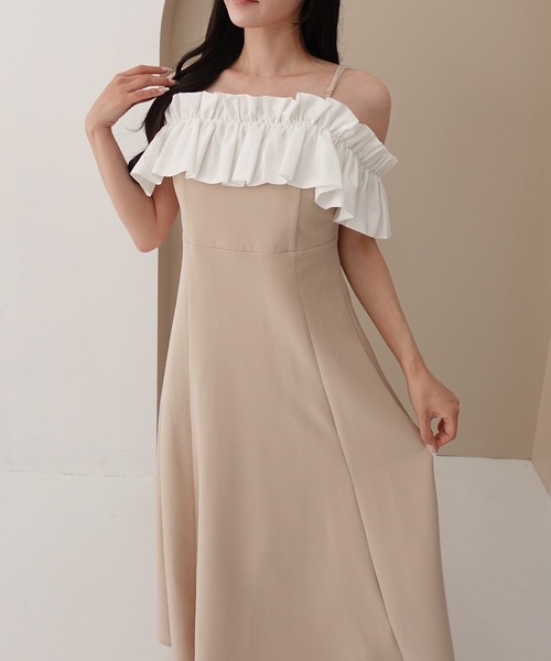 SOELA(ソエラ)の「【INGNI SOELA】フリルバックレースアップワンピース/WEB限定(ワンピース・レディース・ベージュ/ブラック・M)」の14枚目の写真