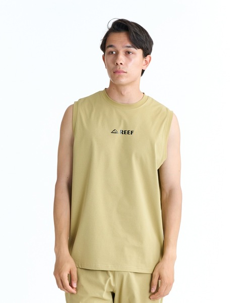 REEF（リーフ）の「REEF 1POINT LOGO RASH TANK ラッシュタンクトップ / 別売りセットアップ対応【2026年春夏モデル】/リーフストレッチuvカットノースリーブ（タンクトップ・メンズ・カーキ/ブラック/ホワイト・MEDIUM/LARGE/X-LARGE/SMALL）」の3枚目の写真