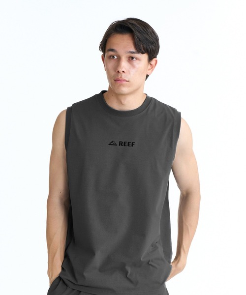 REEF（リーフ）の「REEF 1POINT LOGO RASH TANK ラッシュタンクトップ / 別売りセットアップ対応【2026年春夏モデル】/リーフストレッチuvカットノースリーブ（タンクトップ・メンズ・カーキ/ブラック/ホワイト・MEDIUM/LARGE/X-LARGE/SMALL）」の2枚目の写真