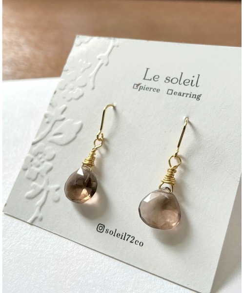 tone(トーン)の「【Le soleil】マロンカット スモーキークォーツ ピアス(MA)(ピアス(両耳用)・レディース・ゴールド・FREE)」の2枚目の写真
