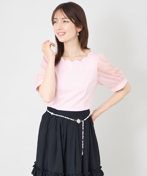 TO BE CHIC(トゥー ビー シック)の「スカラップ×シアースリーブ プルオーバー(Tシャツ/カットソー・レディース・ピンク系その他2/パープル系その他4/ベージュ系その他/オフホワイト/ブラック・40/42)」の5枚目の写真