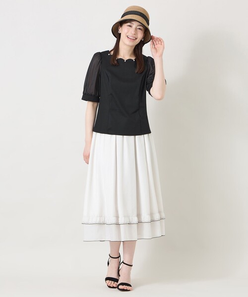 TO BE CHIC(トゥー ビー シック)の「スカラップ×シアースリーブ プルオーバー(Tシャツ/カットソー・レディース・ピンク系その他2/パープル系その他4/ベージュ系その他/オフホワイト/ブラック・40/42)」の8枚目の写真