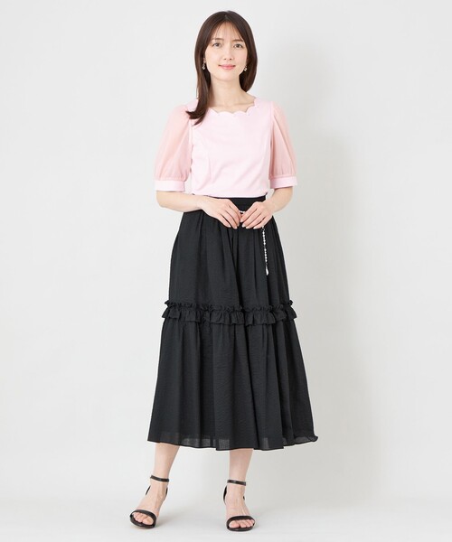 TO BE CHIC(トゥー ビー シック)の「スカラップ×シアースリーブ プルオーバー(Tシャツ/カットソー・レディース・ピンク系その他2/パープル系その他4/ベージュ系その他/オフホワイト/ブラック・40/42)」の10枚目の写真