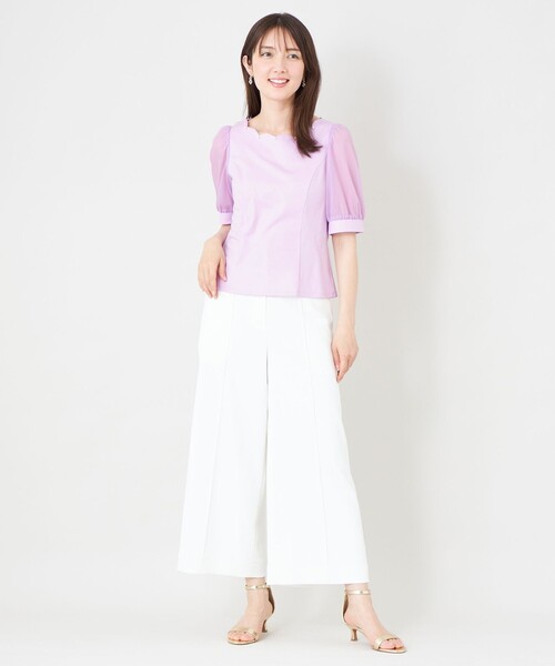 TO BE CHIC(トゥー ビー シック)の「スカラップ×シアースリーブ プルオーバー(Tシャツ/カットソー・レディース・ピンク系その他2/パープル系その他4/ベージュ系その他/オフホワイト/ブラック・40/42)」の11枚目の写真