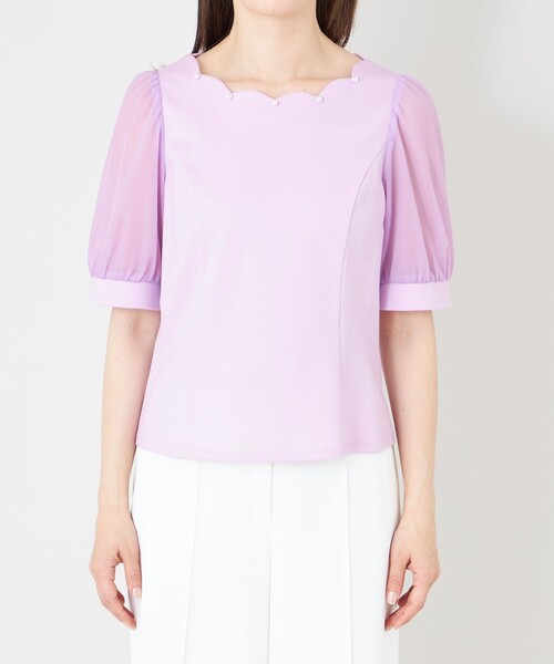 TO BE CHIC(トゥー ビー シック)の「スカラップ×シアースリーブ プルオーバー(Tシャツ/カットソー・レディース・ピンク系その他2/パープル系その他4/ベージュ系その他/オフホワイト/ブラック・40/42)」の14枚目の写真