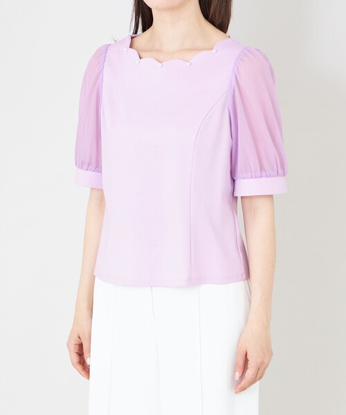TO BE CHIC(トゥー ビー シック)の「スカラップ×シアースリーブ プルオーバー(Tシャツ/カットソー・レディース・ピンク系その他2/パープル系その他4/ベージュ系その他/オフホワイト/ブラック・40/42)」の15枚目の写真