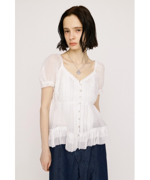 SLY(スライ)の「BABY DOLL COTTON BL ベビードールコットンブラウス 春服 夏服 シアー(シャツ/ブラウス・レディース・オフホワイト/ライトイエロー/ブラック・FREE)」の4枚目の写真