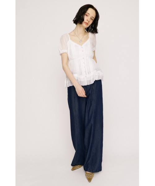 SLY(スライ)の「BABY DOLL COTTON BL ベビードールコットンブラウス 春服 夏服 シアー(シャツ/ブラウス・レディース・オフホワイト/ライトイエロー/ブラック・FREE)」の5枚目の写真