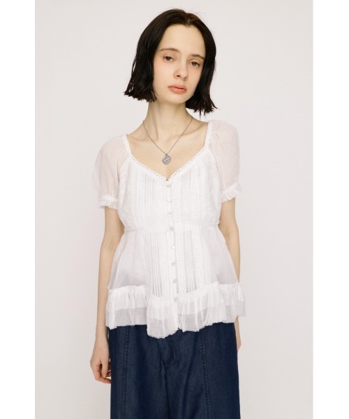SLY(スライ)の「BABY DOLL COTTON BL ベビードールコットンブラウス 春服 夏服 シアー(シャツ/ブラウス・レディース・オフホワイト/ライトイエロー/ブラック・FREE)」の7枚目の写真