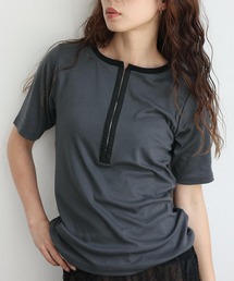 VitaFelice | フロントホックリブ半袖トップス(Tシャツ/カットソー)