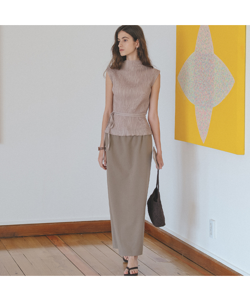 Summer wool long skirt [TISU06SK01]_Beige