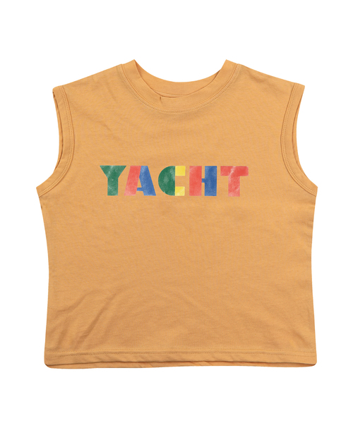 BEACHESAND CREAM KIDS(ビーチスアンドクリームキッズ)の「ヨット 袖なしTシャツ-マスタード(Tシャツ/カットソー・レディース・マスタード・SMALL/MEDIUM/LARGE)」の1枚目の写真
