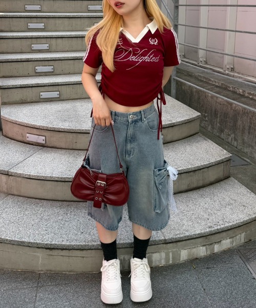 continuer de NICE CLAUP（コンティニューデナイスクラップ）の「キラロゴユニT（Tシャツ/カットソー・レディース・ボルドー/ネイビー/アイボリー・FREE）」の21枚目の写真