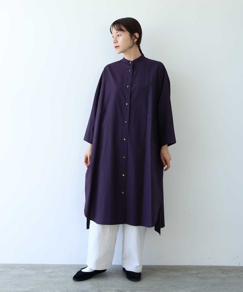 yuni(ユニ )の「コットンキャッチワッシャーバンドカラーワンピース(ワンピース・レディース・ライラック/パープル/ブラック・FREE)」の3枚目の写真