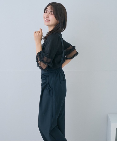 Neige(ネージュ)の「フラワーペタルシアースリーブトップス(Tシャツ/カットソー・レディース・ホワイト/ブラック・ONE SIZE)」の7枚目の写真
