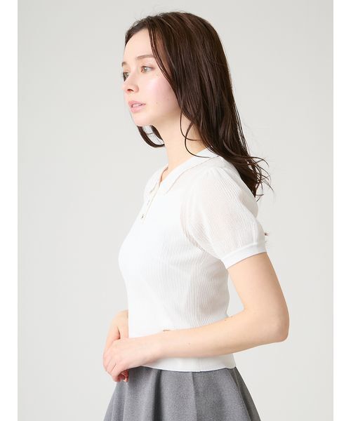 CELFORD(セルフォード)の「メッシュ編みポロニットプルオーバー(ニット/セーター・レディース・オフホワイト/ネイビー/ピンクベージュ・F)」の11枚目の写真