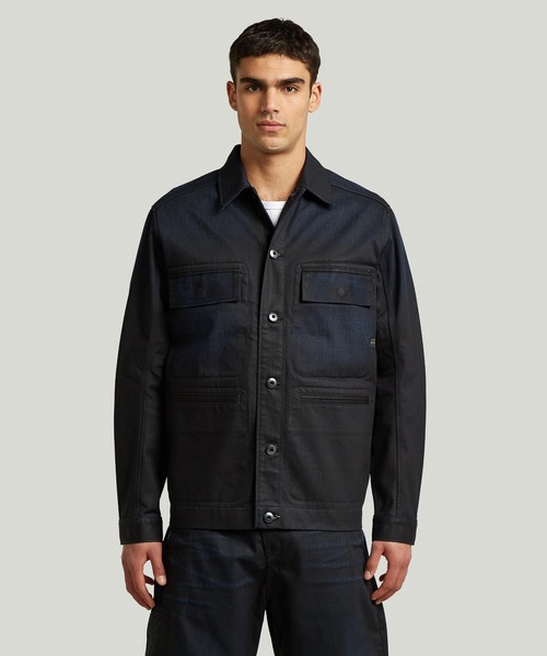 G-STAR(ジースター)の「Correct Regular Overshirt/クリーンデザインレギュラーデニムシャツジャケット(シャツ/ブラウス・メンズ・ダークインディゴブルー・LARGE/SMALL/MEDIUM)」の1枚目の写真