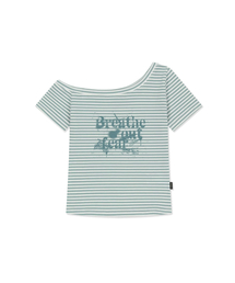 W STRIPE ONE SHOULDER TEE - MINT