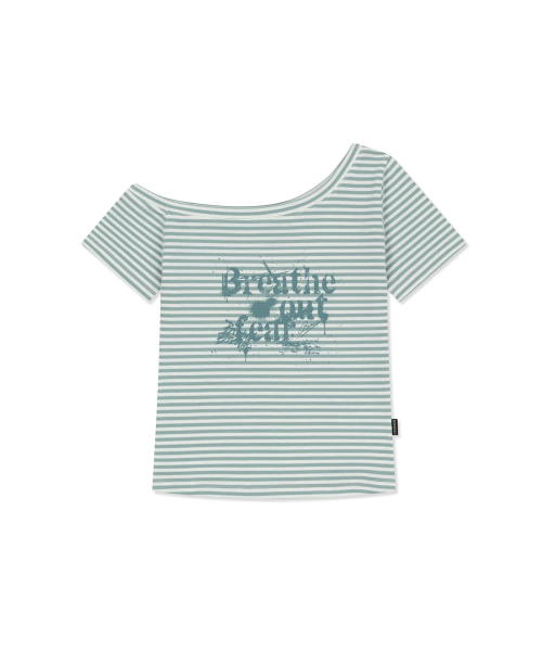 BROWNBREATH(ブラウンブレス)の「W STRIPE ONE SHOULDER TEE - MINT(Tシャツ/カットソー・レディース・その他・SMALL/MEDIUM)」の1枚目の写真