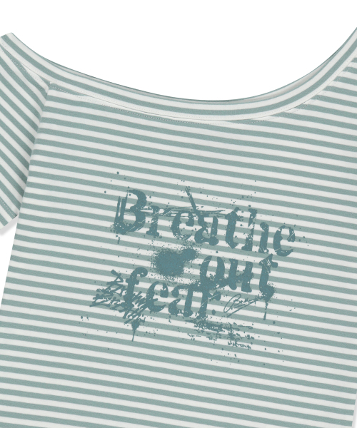 BROWNBREATH(ブラウンブレス)の「W STRIPE ONE SHOULDER TEE - MINT(Tシャツ/カットソー・レディース・その他・SMALL/MEDIUM)」の3枚目の写真