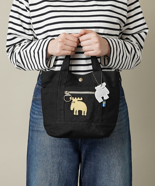 moz(モズ)の「【WEB限定】moz(モズ) リフレクター付き キャンバスランチトートバッグ ZZHC-04RE(エコバッグ/サブバッグ・レディース・グレー/ブラック×ゴールド/ブラック・ONE SIZE)」の9枚目の写真