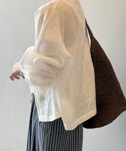 Flugge（フラッジー）の「ノーカラーライトジャケット（ノーカラージャケット・レディース・ネイビー/ホワイト・LARGE/MEDIUM）」の9枚目の写真
